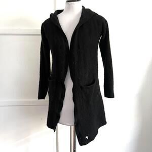 Charter Club Luxury 100% Cashmere Black Hooded Cardigan Sweater Small S Pockets
